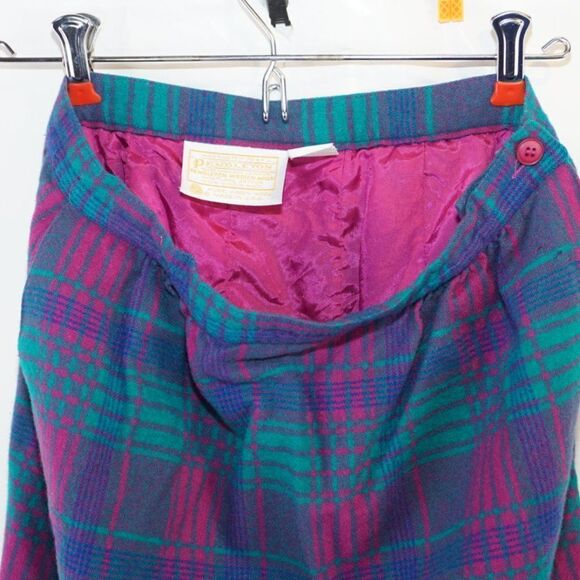 Pendleton Vintage Purple & Green Plaid Wool Skirt - Picture 5 of 6